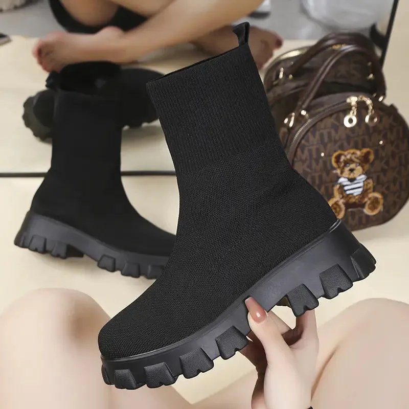 Women's Winter Boots Super Warm Comfortable Stylish Slip On Platform Mid-Calf Shoes